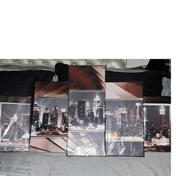 ALMOST 4 feet with 5 separate Modulor paintings NYC Skyline - Picture 3 of 7